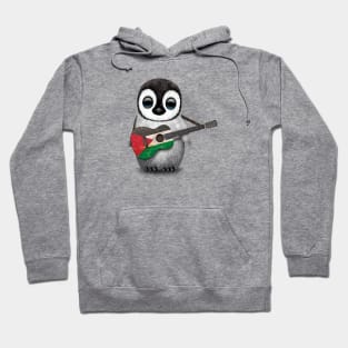 Baby Penguin Playing Palestinian Flag Guitar Hoodie